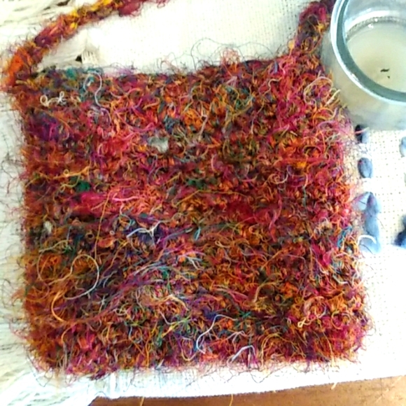 NWT KATHMANDU IMPORTS COOL BOHO RECYCLED NUBBY SILK SMALL CROSSBODY PURSE. 6"×6" - Picture 1 of 6